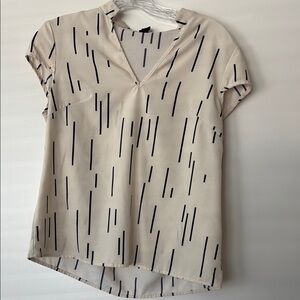 SHEIN Cream and Black Patterned Blouse